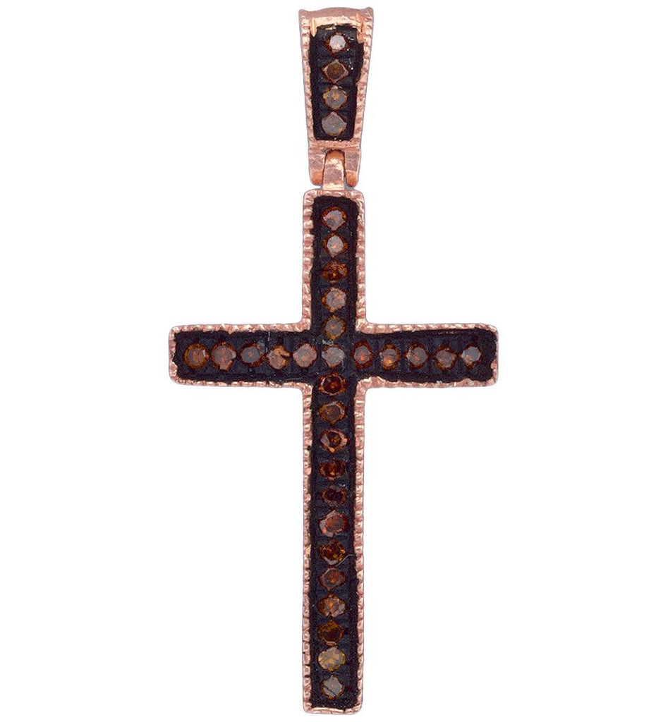 1-20CTW-Diamond MICRO-PAVE CROSS RED PENDANT