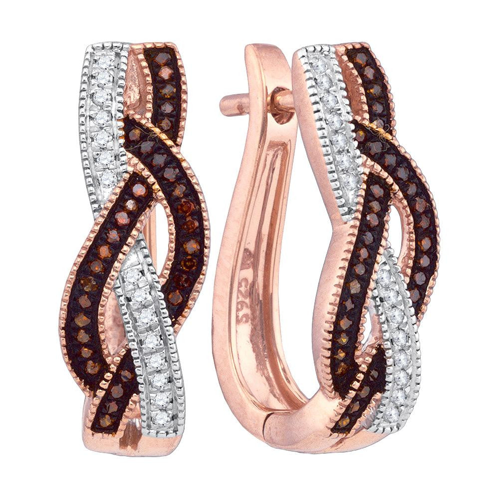 1-4CTW-Diamond MICRO-PAVE RED HOOPS