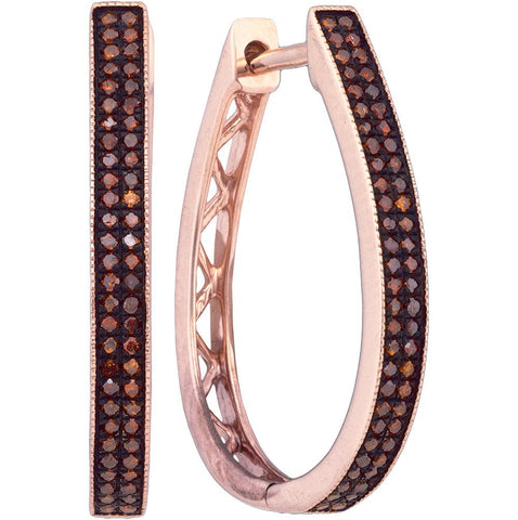 1-3CTW-Diamond MICRO-PAVE RED HOOPS