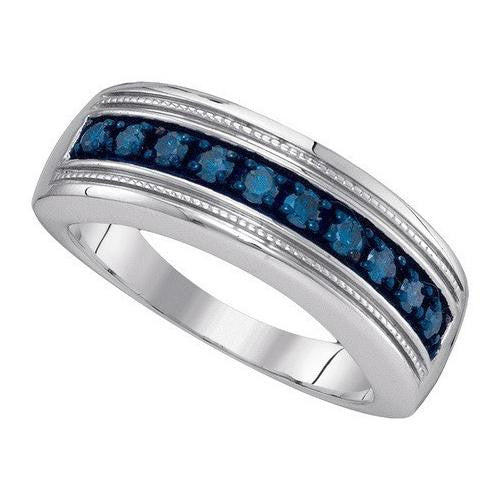 925 Sterling Silver White 0.50CT DIAMOND MENS FASHION BAND