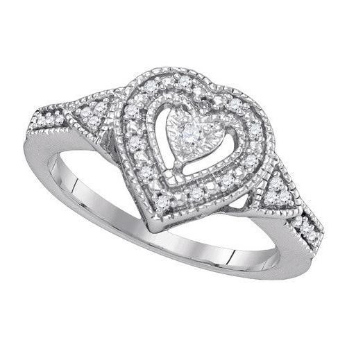 925 Sterling Silver White 0.13CT DIAMOND FASHION RING