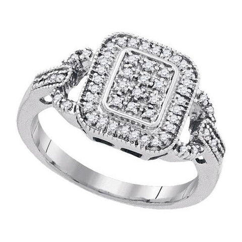 925 Sterling Silver White 0.25CTW DIAMOND FASHION RING