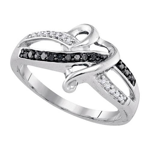 925 Sterling Silver White 0.10CTW DIAMOND FASHION RING