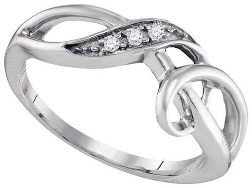 925 Sterling Silver White 0.03CT DIAMOND FASHION RING