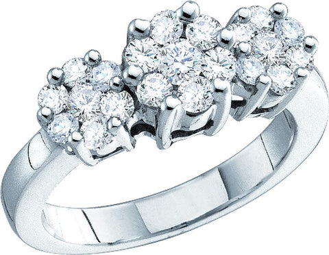 1-3CT-Diamond 3-FLOWER RING