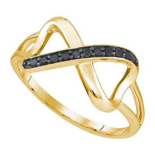 10K Yellow-gold 0.10CTW BLACK DIAMOND FASHION RING