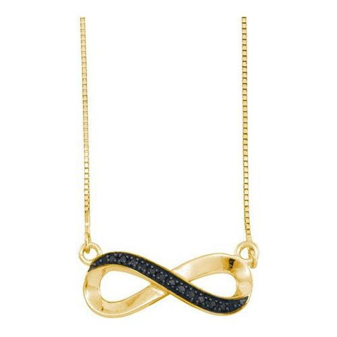 10KT Yellow Gold 0.06CTW  BLACK DIAMOND FASHION NECKLACE