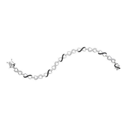 925 Sterling Silver White 0.34CTW BLACK DIAMOND FASHION BRACELET