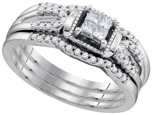 10KT White Gold 0.35CTW DIAMOND INVISIBLE BRIDAL SET