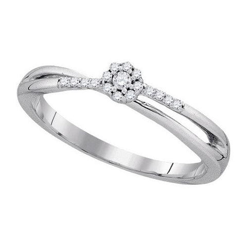 925 Sterling Silver White 0.10CTW DIAMOND FASHION RING