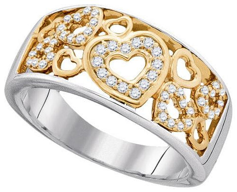 10KT Yellow Gold Two Tone 0.20CTW DIAMOND FASHION RING