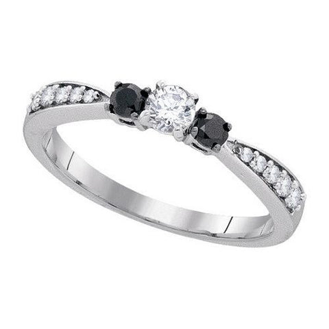 10KT White Gold 0.39CTW BLACK DIAMOND FASHION RING