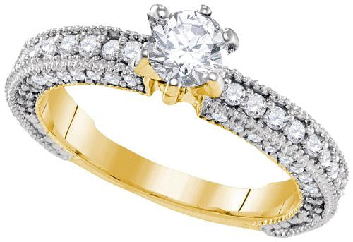 14KT Yellow Gold 1.25CTW DIAMOND 0.52CT CENTER ROUND BRIDAL SET