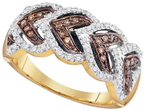 10K Yellow-gold 0.25CTW COGNAC DIAMOND FASHION RING