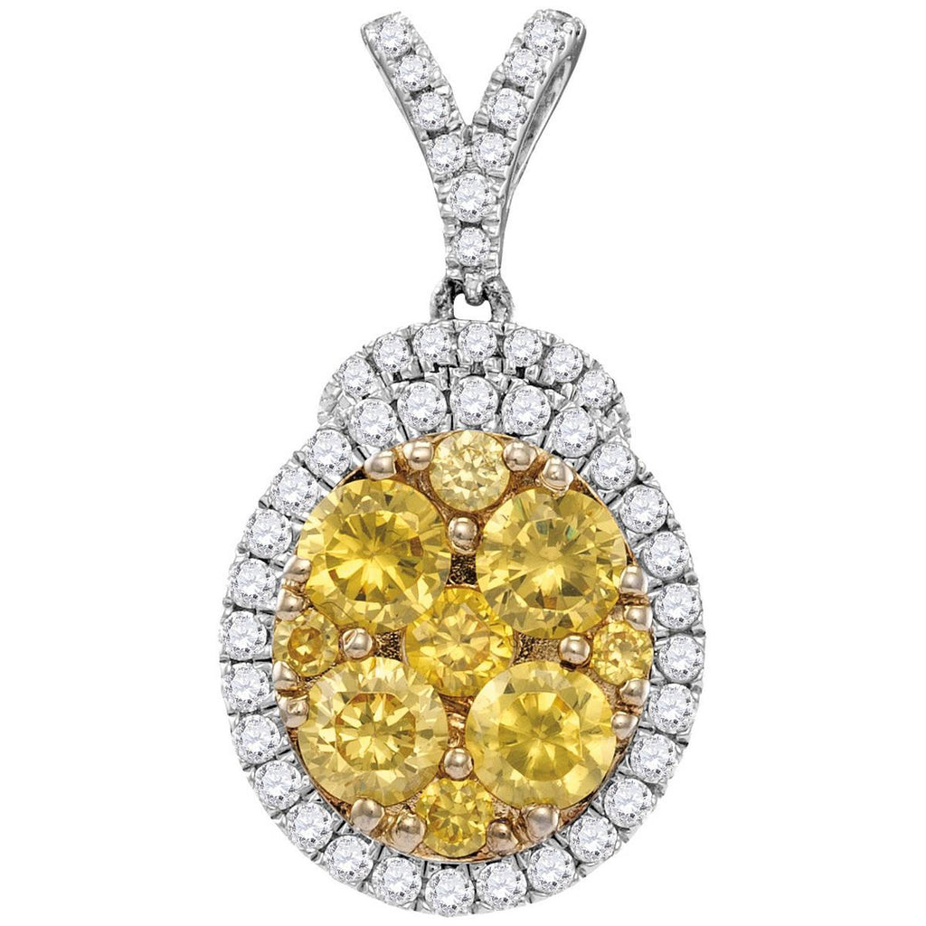 1  7-8CTW-Diamond FLOWER YELLOW PENDANT