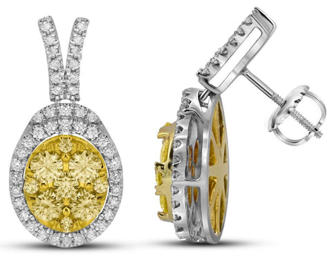 1  7-8CTW-Diamond YELLOW FLOWER EARRINGS