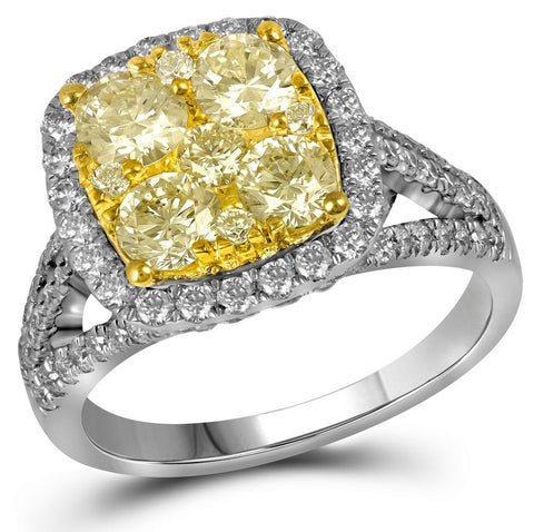 2 CTW-Diamond FASHION BRIDAL YELLOW RING