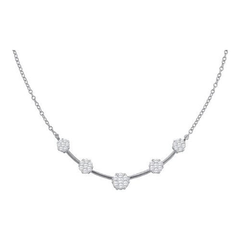 14KT White Gold 1.00CTW DIAMOND FLOWER NECKLACE