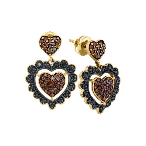 1-2CTW-Diamond BLACK HEART EARRINGS