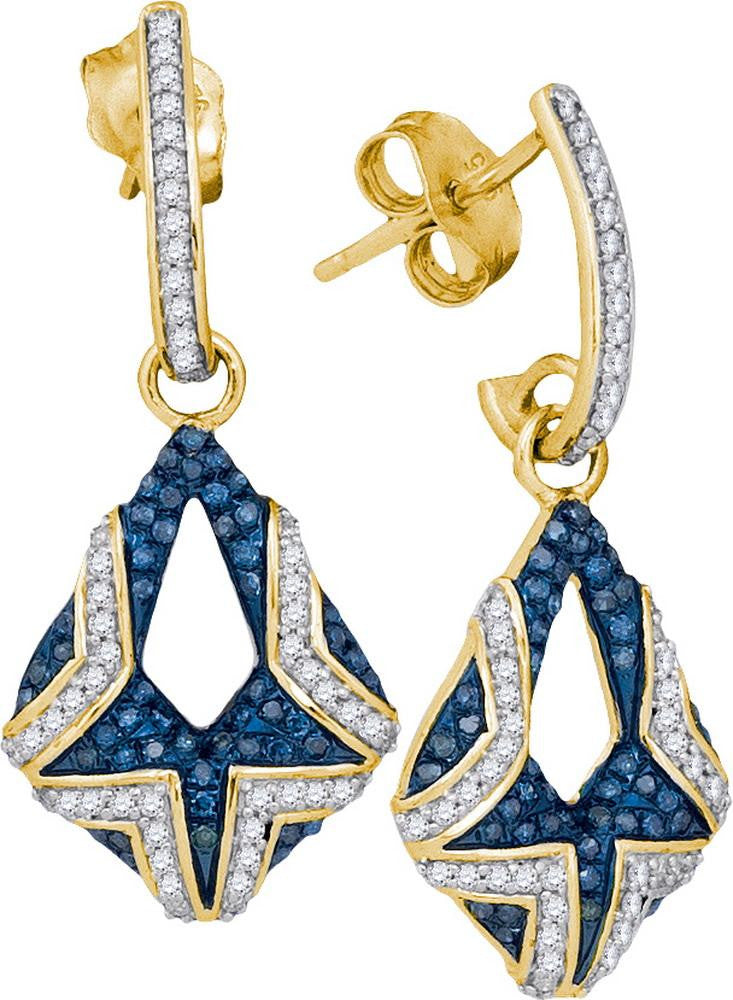 1-2CTW-Diamond MICRO-PAVE BLUE EARRING