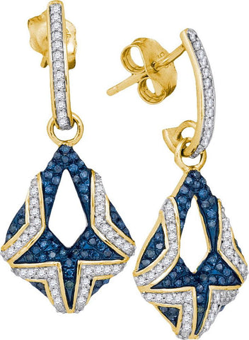 1-2CTW-Diamond MICRO-PAVE BLUE EARRING