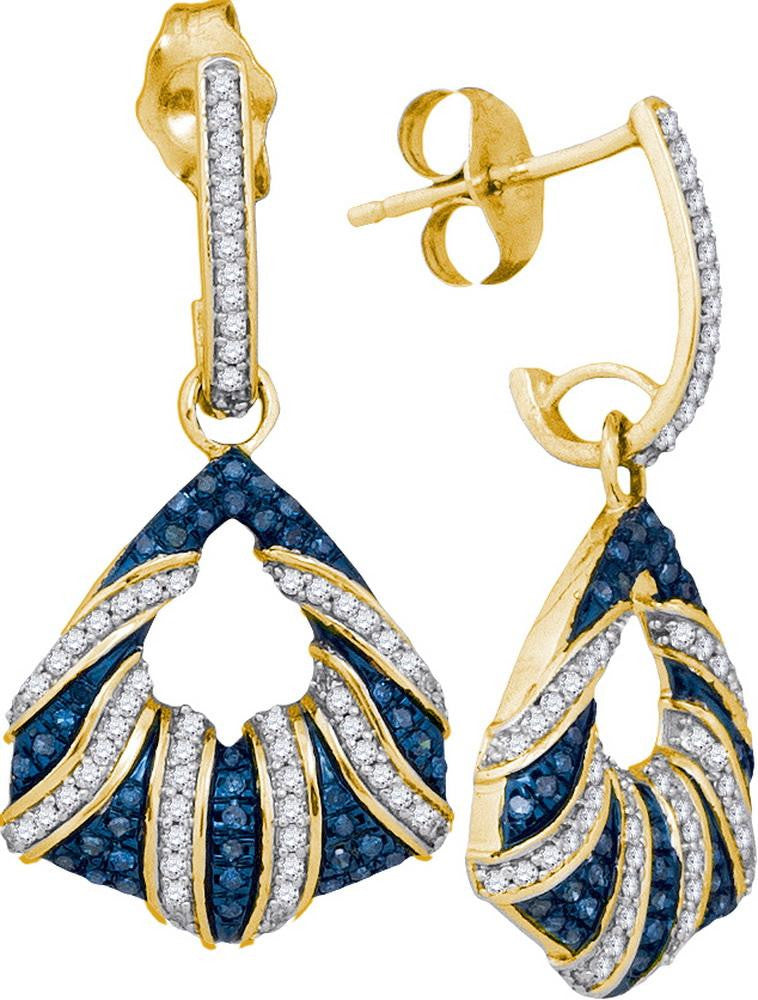 1-2CTW-Diamond MICRO-PAVE BLUE EARRING