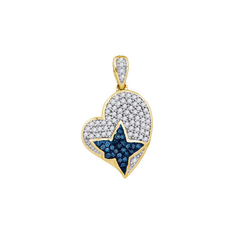 1-4CTW-Diamond MIRO-PAVE HEART BLUE PENDANT