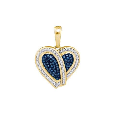 1-4CTW-Diamond HEART BLUE PENDANT