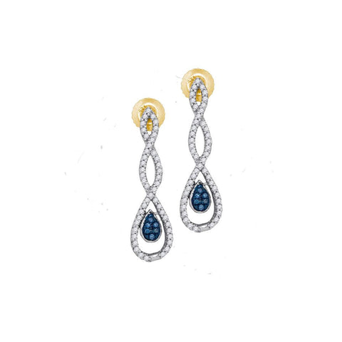 1-4CTW-Diamond MICRO-PAVE BLUE EARRING