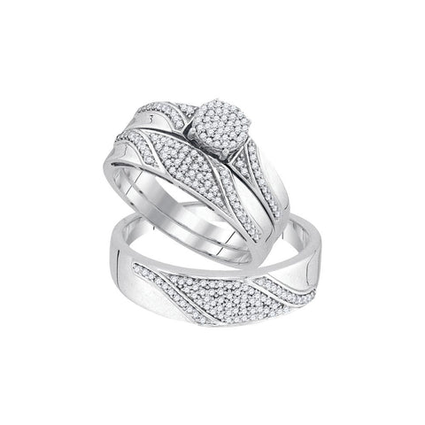 1-2CTW-Diamond MICRO-PAVE TRIO SET