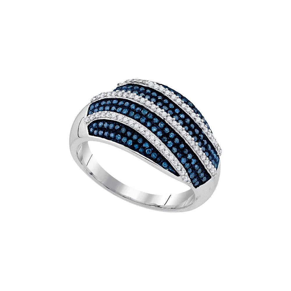 1-2CTW-Diamond MICRO-PAVE BLUE RING