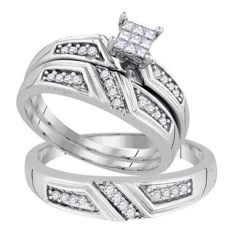 925 Sterling Silver White 0.33CTW DIAMOND FASHION TRIO SET