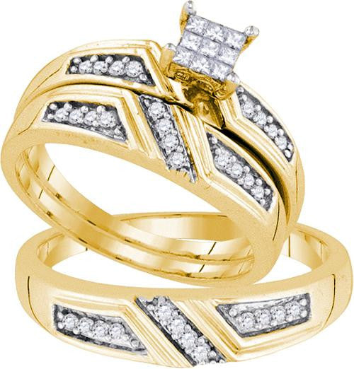 925 Sterling Silver Yellow 0.33CTW DIAMOND FASHION TRIO SET