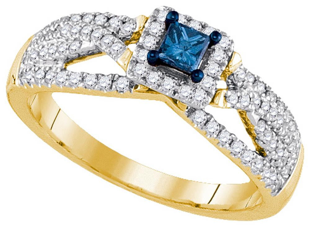 1-2CTW-Diamond BLUE  BRIDAL RING