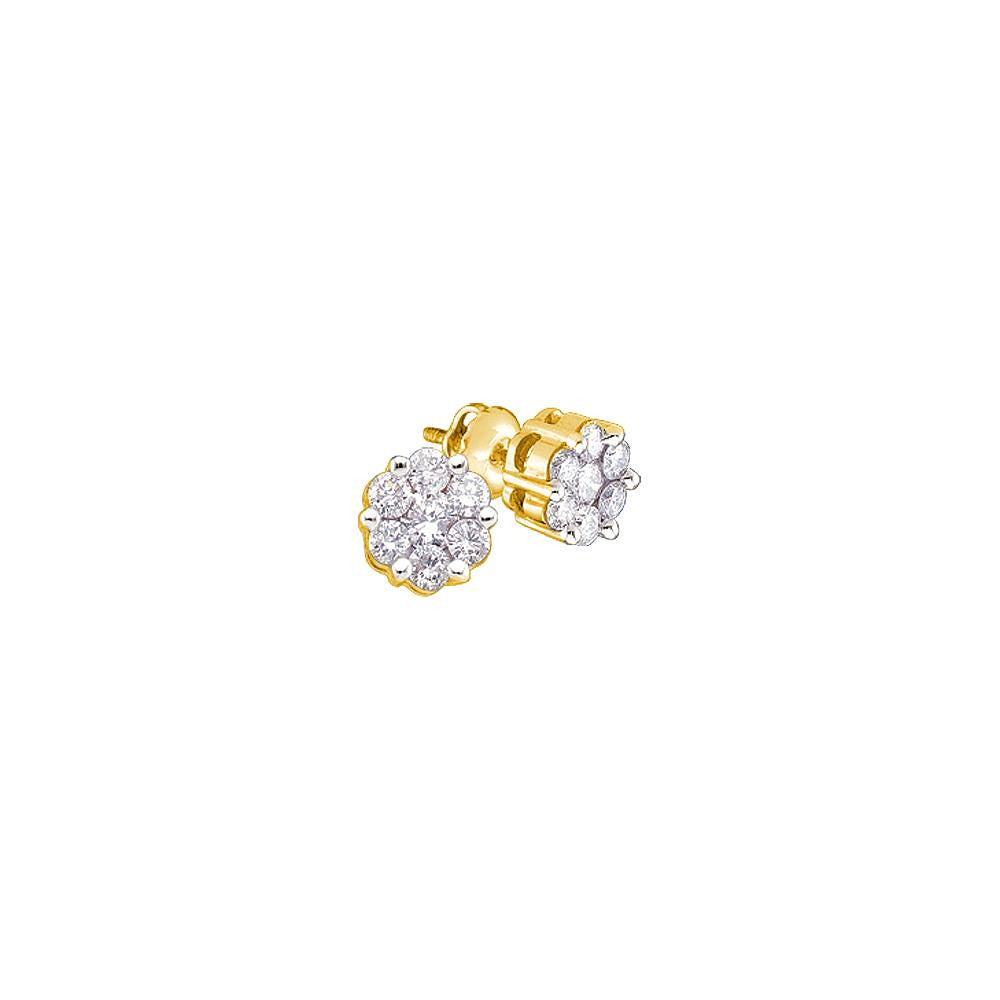 1-6CT-Diamond FLOWER EARRINGS