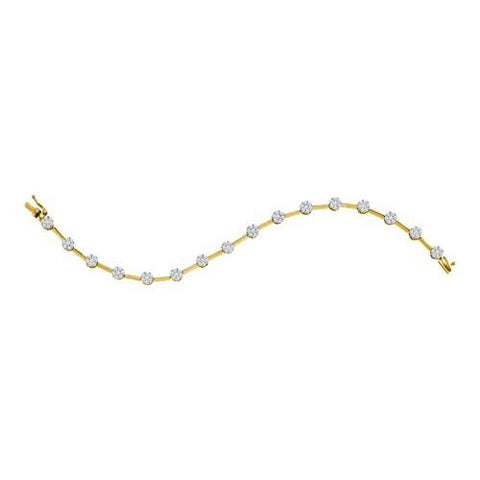 14KT Yellow Gold Two Tone 2.00CT DIAMOND FLOWER BRACELET