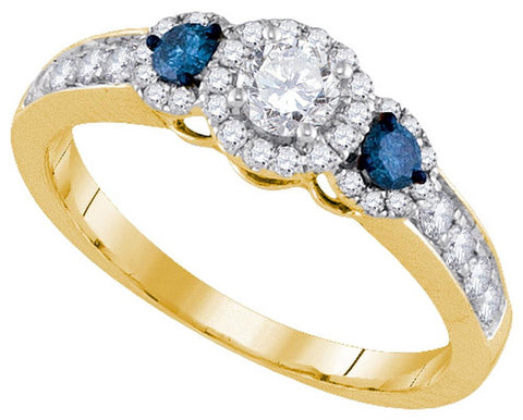 3-4CTW-Diamond 1-4CT-CRD BRIDAL BLUE RING