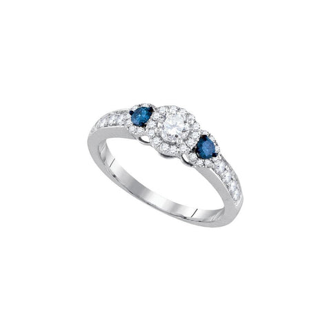 3-4CTW-Diamond 1-4CT-CRD BRIDAL BLUE RING