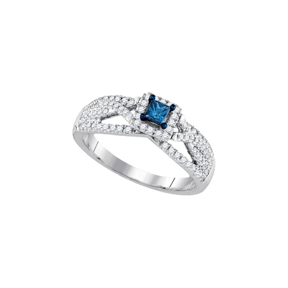 1-2CTW-Diamond BLUE  BRIDAL RING