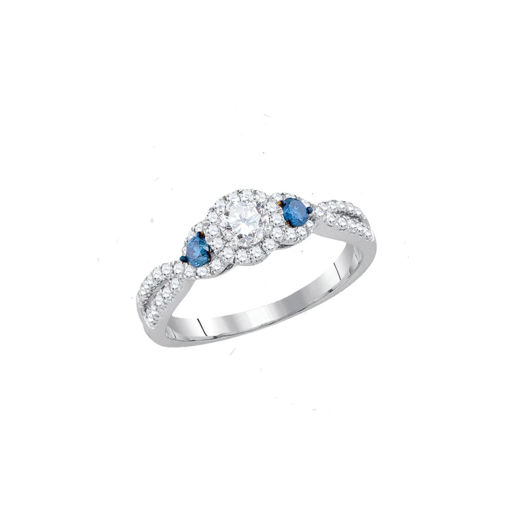 3-4CTW-Diamond 1-4CT-CRD BRIDAL BLUE RING