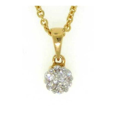 14KT Yellow Gold 0.10CTW ROUND DIAMOND LADIES FLOWER PENDANT