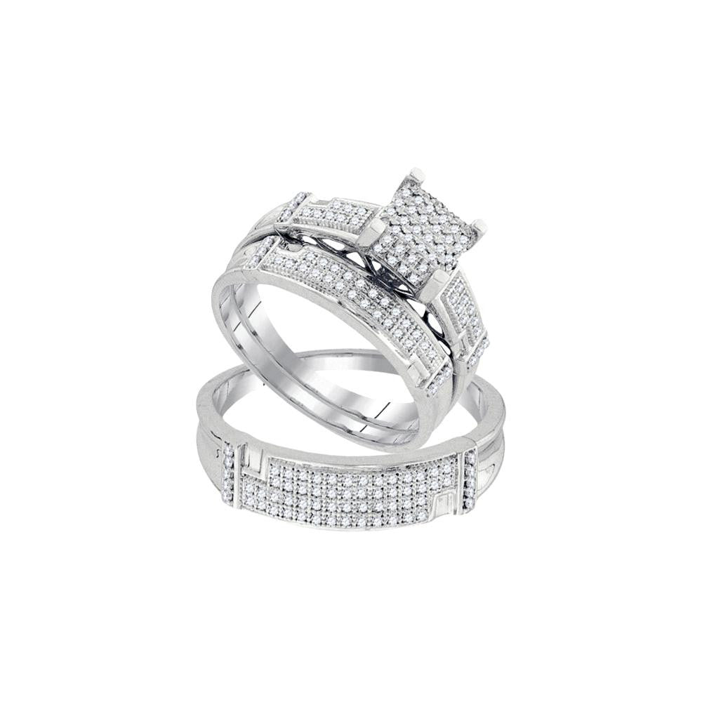 1-2CTW-Diamond MICRO-PAVE TRIO SET