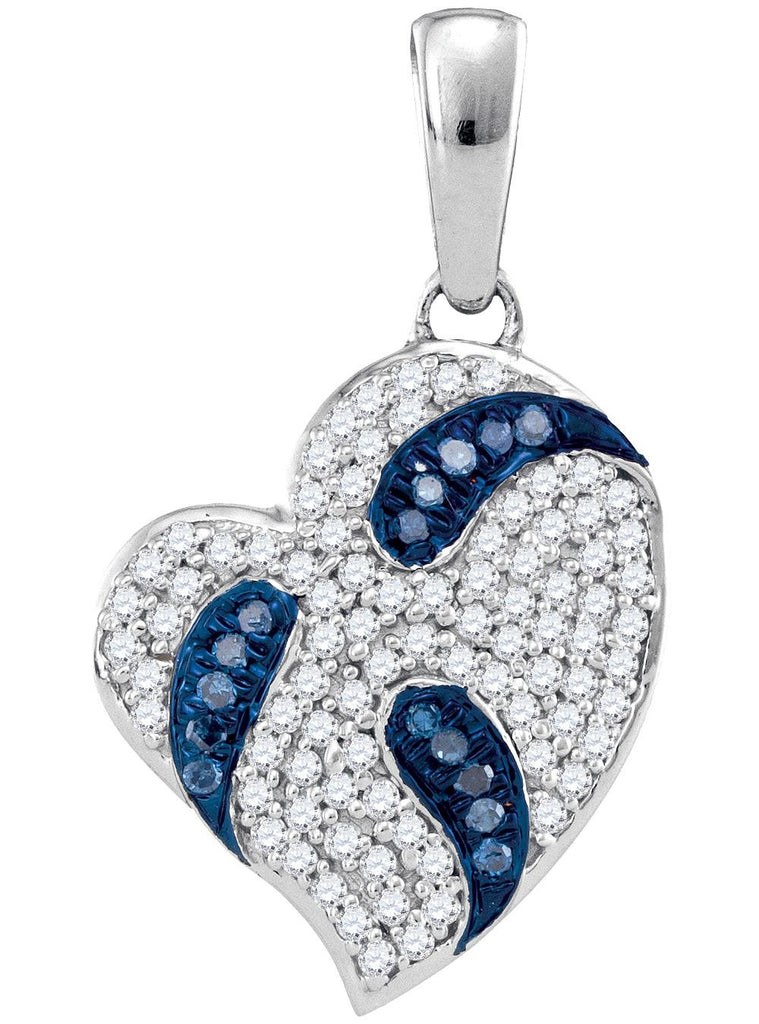 1-4CTW-Diamond MICRO-PAVE HEART BLUE PENDANT