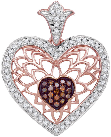 1-4CTW-Diamond HEART RED PENDANT