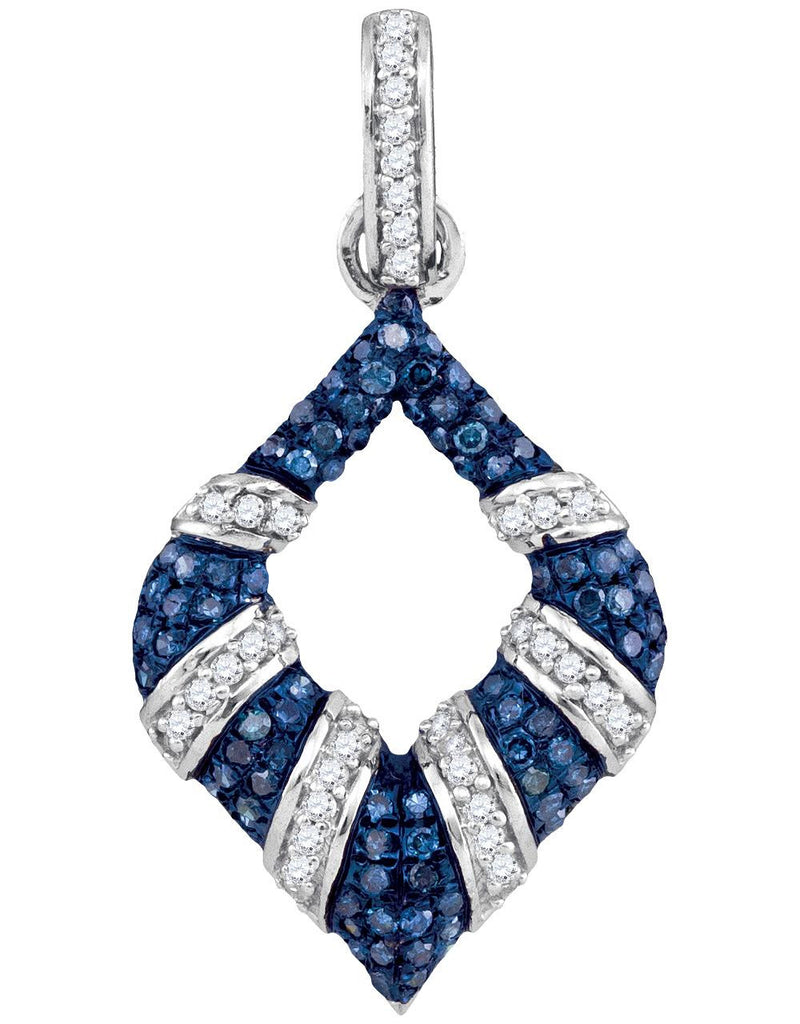 1-3CTW-Diamond MICRO-PAVE BLUE PENDANT