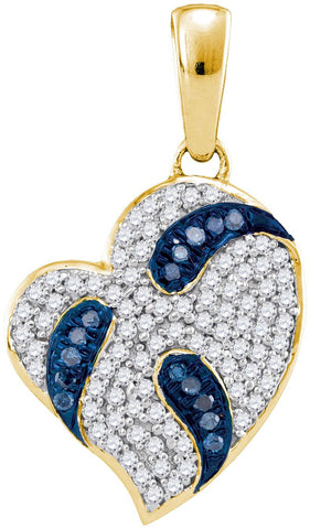 1-4CTW-Diamond MICRO-PAVE HEART BLUE PENDANT