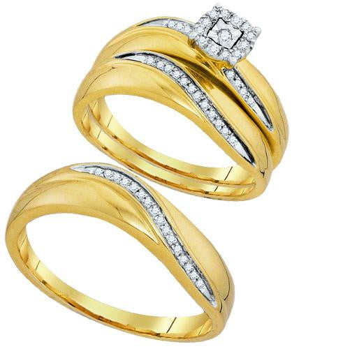 10K Yellow-gold 0.19CTW DIAMOND FASHION TRIO SET