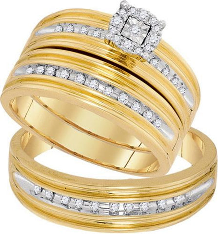 10KT Yellow Gold 0.35CTW DIAMOND FASHION TRIO SET