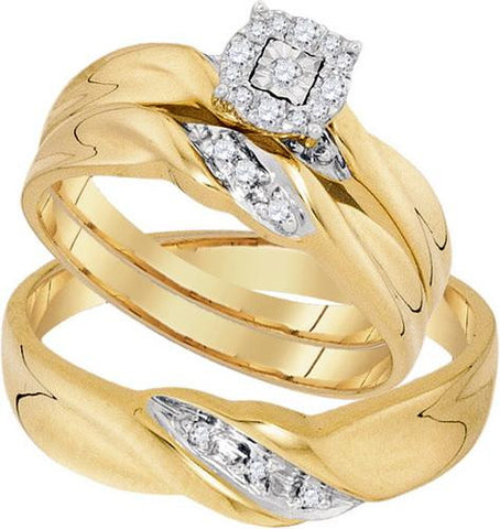 10K Yellow-gold 0.13CTW DIAMOND FASHION TRIO SET