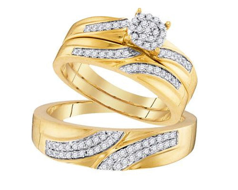 10K Yellow-gold 0.45CTW-Diamond FASHION TRIO SET